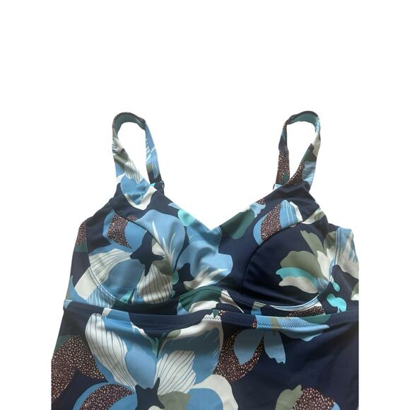 Athleta Bondi Bra Tankini 34 B / C Hero Bloom‎ Dress Blue UPF 50+ Floral - Picture 3 of 5